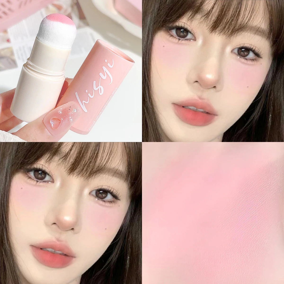 HISYI Yunrou Soft Fog Blush Stick - Energetic and Bouncy, Korean Style, Brightening, Dual-Use for Lips and Cheeks