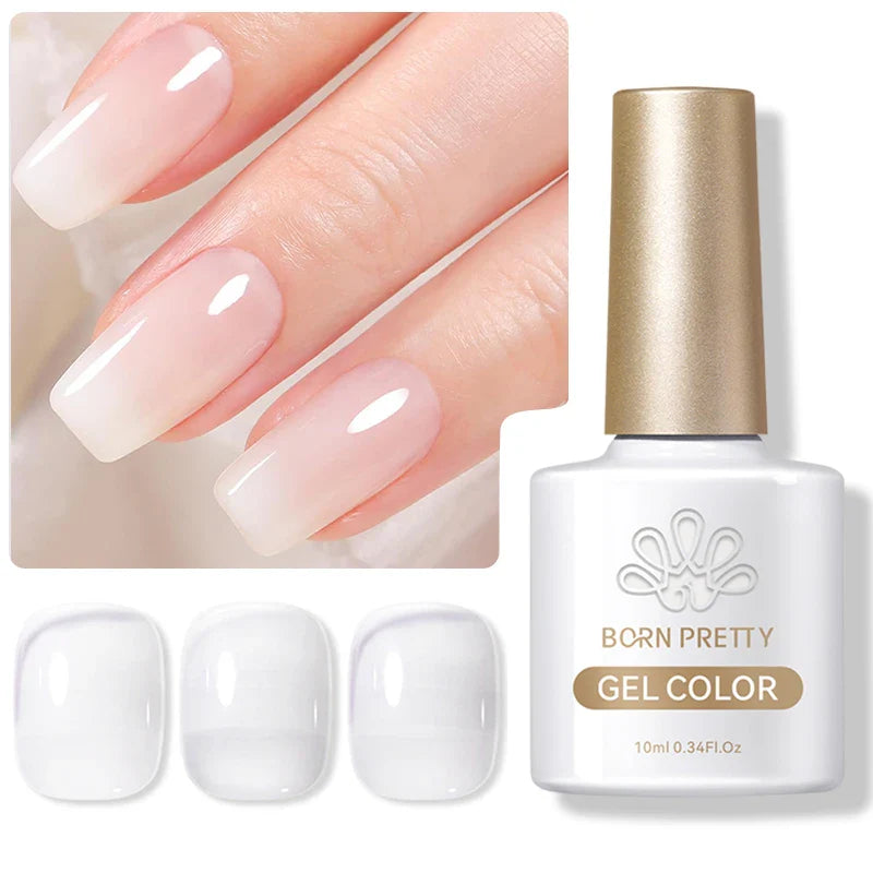 BORN PRETTY Jelly Nude Gel Nail Polish 10ml Light Pink Peach Translucent Color UV Light Cure Gel Varnish Nail Art DIY at Home