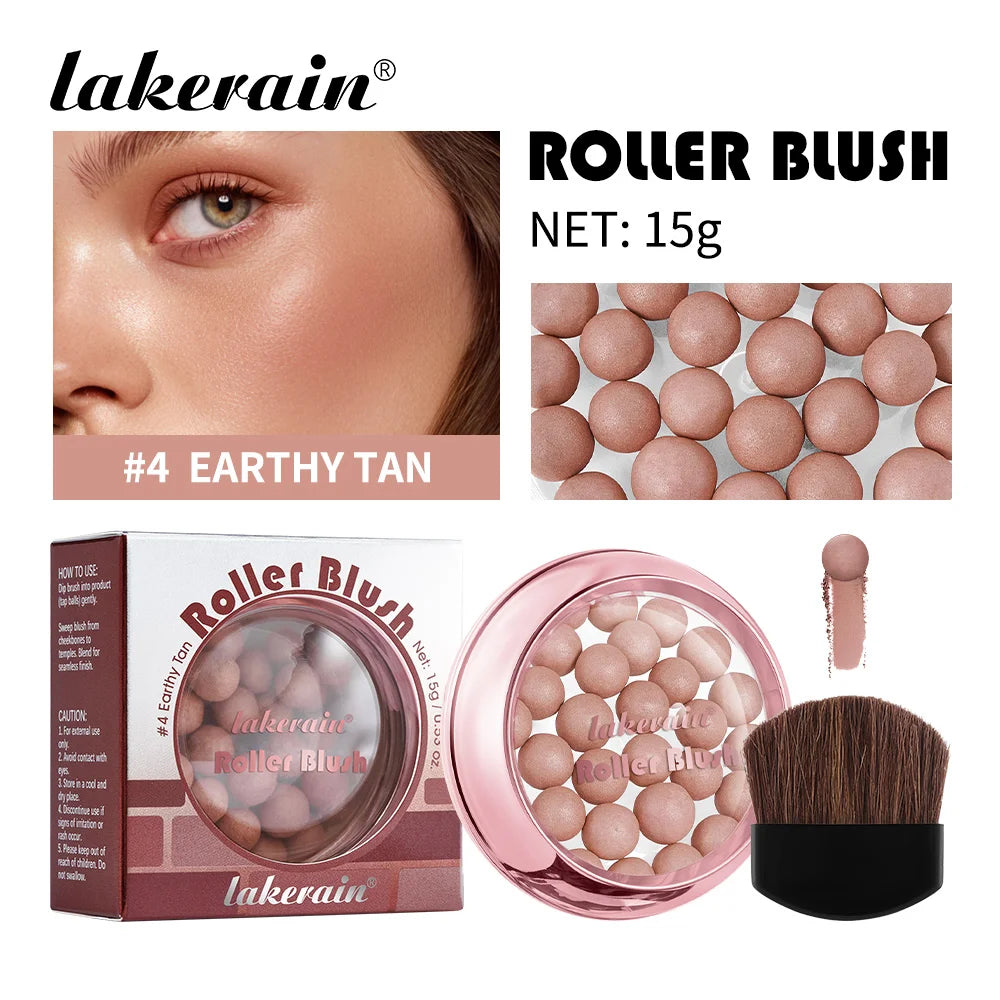 Lakerain Roller Blush Long-lasting Holding Natural Makeup Spherical Appearance Design Powdery Texture Pearlescent Effect Blush