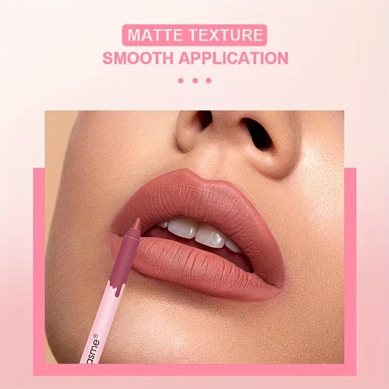 12-Color Matte Lip Liner Pencil Set – Waterproof, Long-Lasting Nude & Red Lip Contour Pencil, Rose Pink Lipstick Tint Makeup