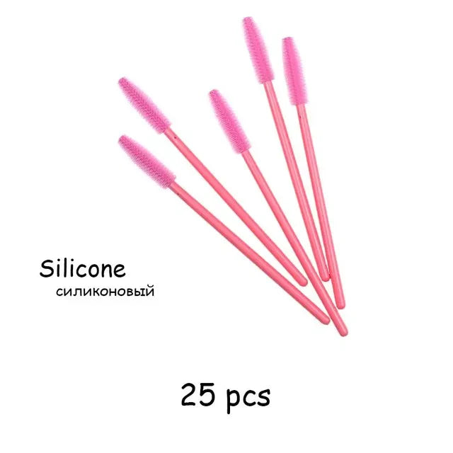 25pcs Silicone Mascara Wands Applicator Disposable Eyelash Brushes Comb Beauty Makeup Brush For Women Eyelash Extension tools