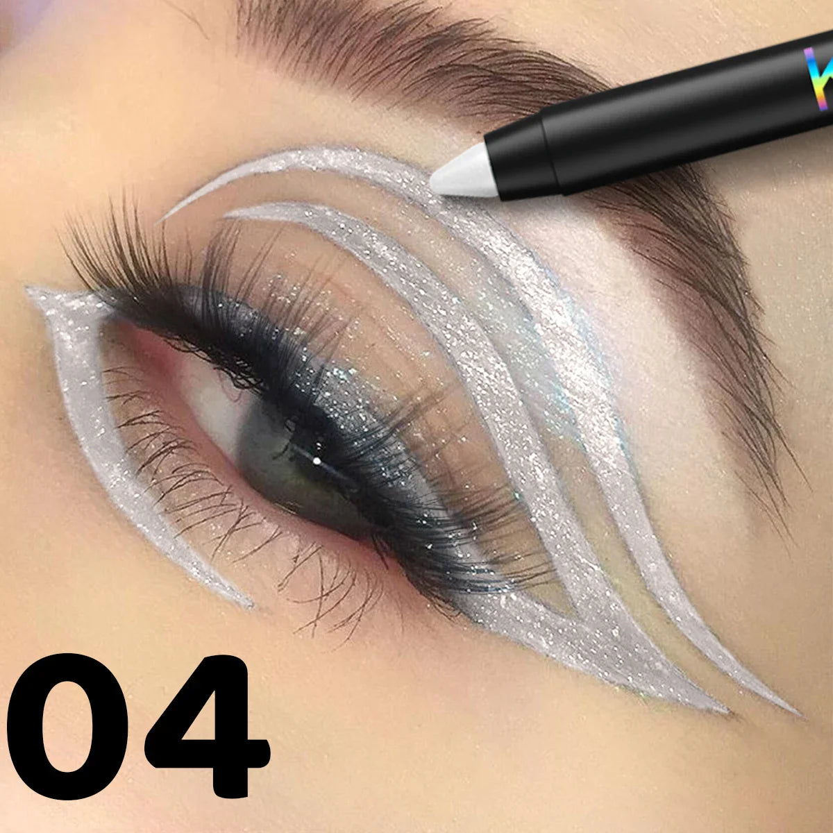 1pc Colourful Eyeliner Pen,High Pigmented Pearly Glitter&Shimmer Metallic Eyeliner Stick, Long Lasting Waterproof White Black