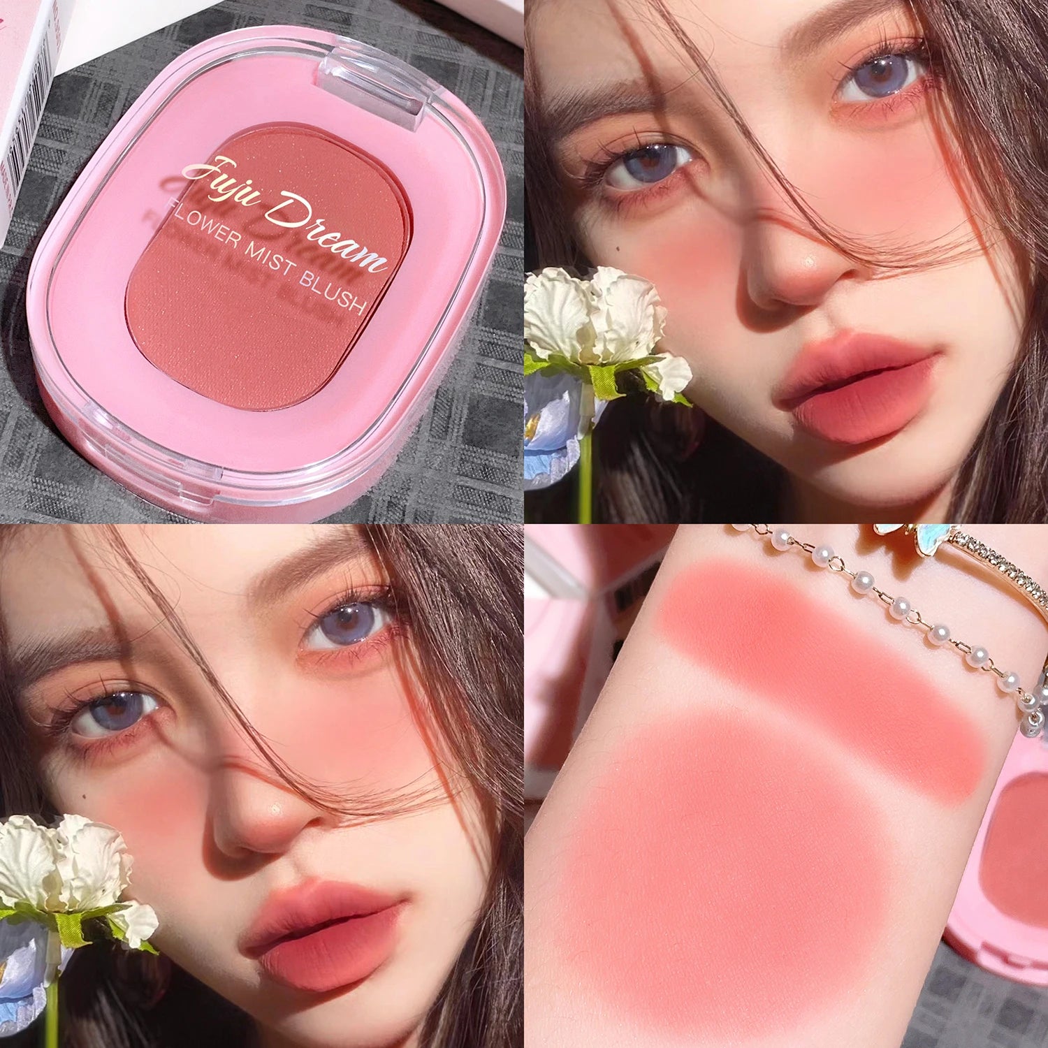 JUJu DREAM Flower Mist Blush Disc Monochrome Matte Powder Fine Flash Monochrome Blush Disc