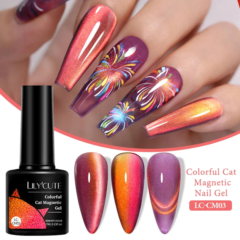 LILYCUTE Thermal Nail Gel Polish 3 Layers Temperature Shiny Color Changing Series Semi Permanent  Soak Off UV Nail Gels Polish