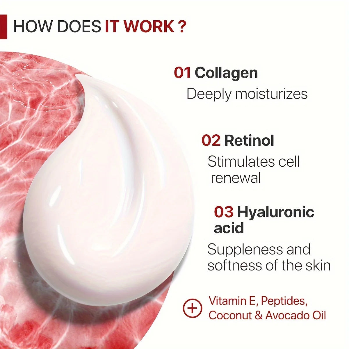 Collagen Cream for Face with Retinol and Hyaluronic Acid, Day Night Collagen Anti Aging Skincare Facial Moisturizer