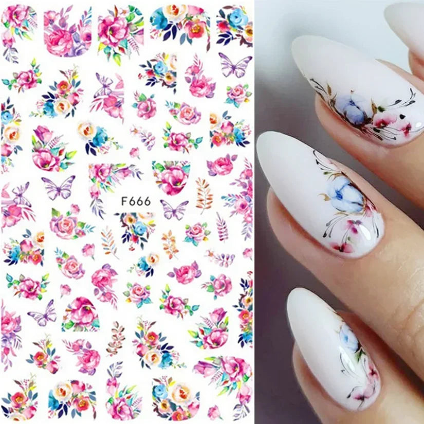 1pcs Sakura Flower 3D Nail Stickers White Cherry Blossom Nail Art Decals Spring Summer Adhesive Slider Decor Wedding Manicure