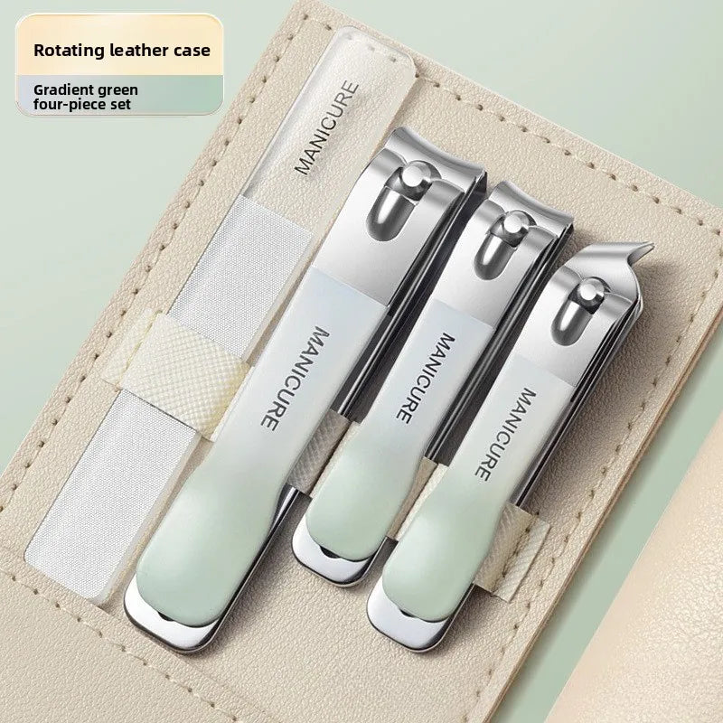 New Nail Clippers  with Rotating Leather Bag Professional Trimmer Pedicure Care Tools Manicure Set Home Care Gift
