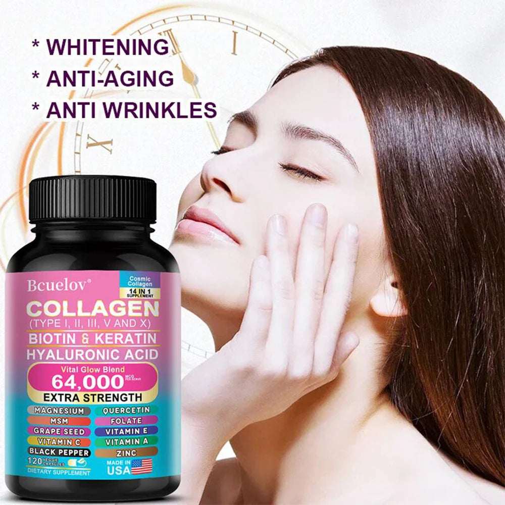 Collagen Capsules Biotin Keratin Skin Care Product Booster Anti Aging Whitening Skin Nail and Hair Care Supplement