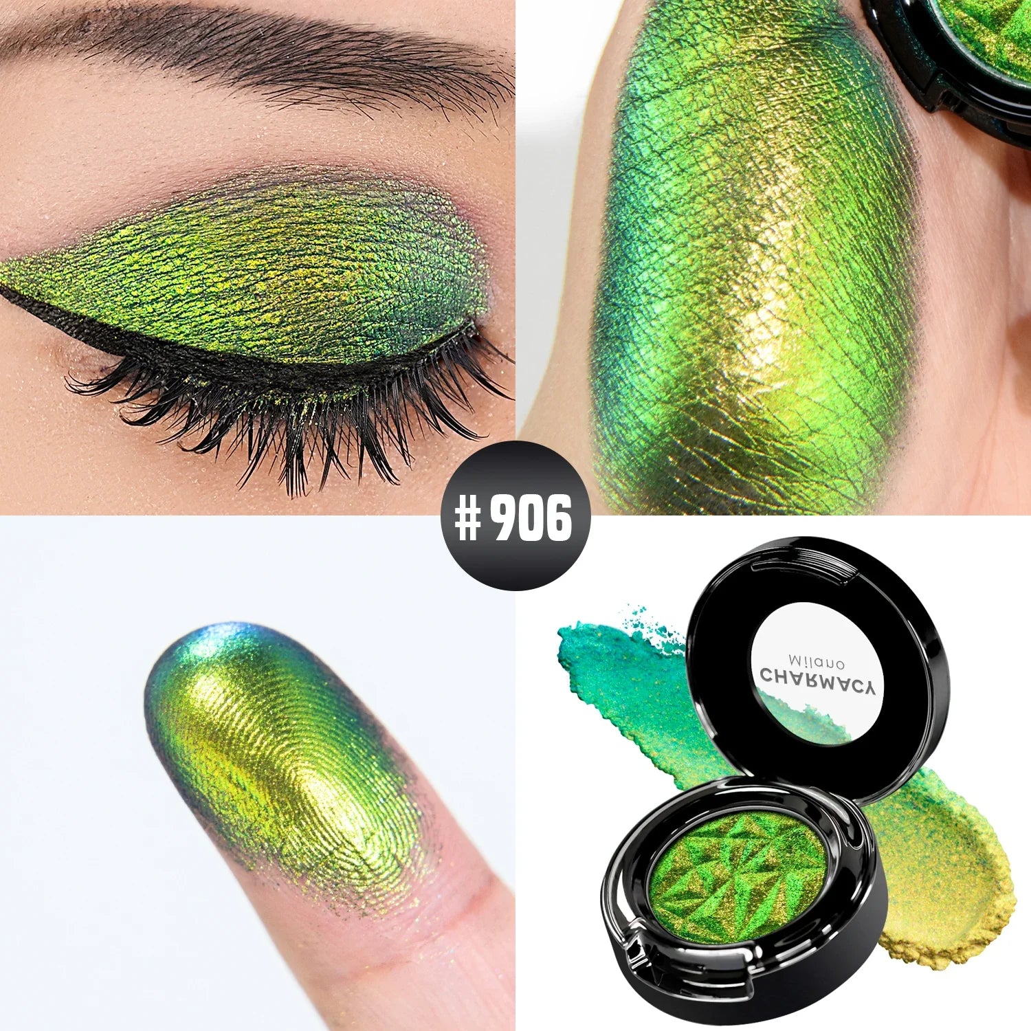 CHARMACY Shiny Duochrome Eyeshadow Set Long-lasting High Quality Glitter Eye Shadows with Primer Cosmetic Makeup for Women