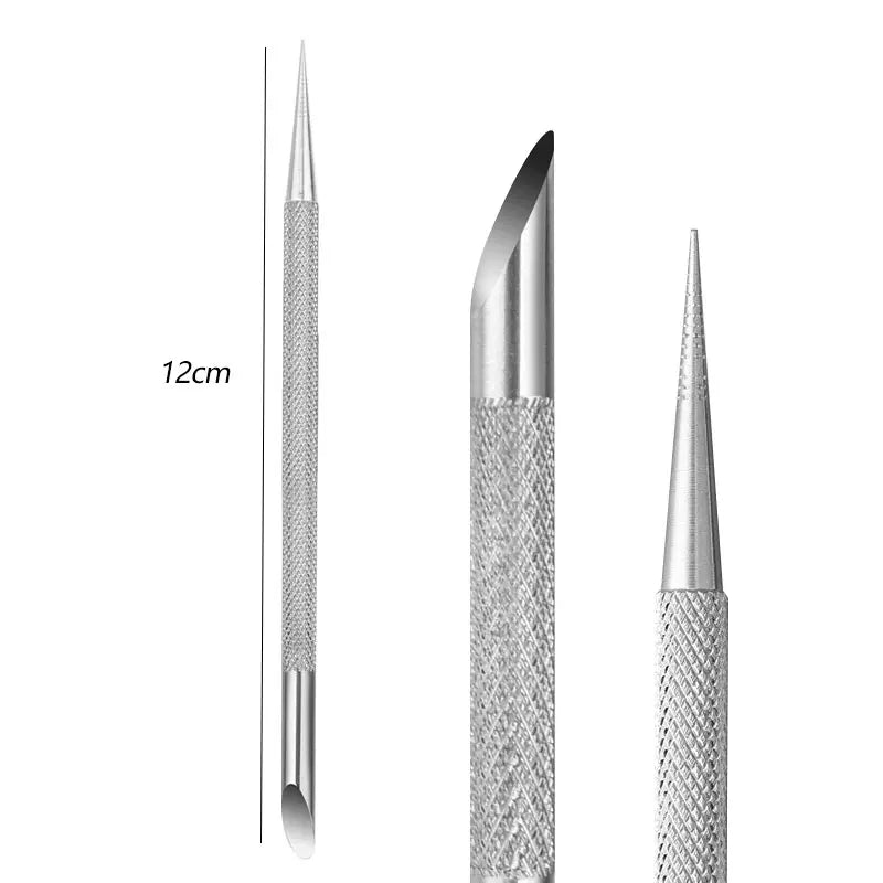 New Double-ended Nail Beveled Head Cuticle Pusher Remover Stainless Steel Cuticle Remover Manicure Sticks Nail Care Cleaner Tool