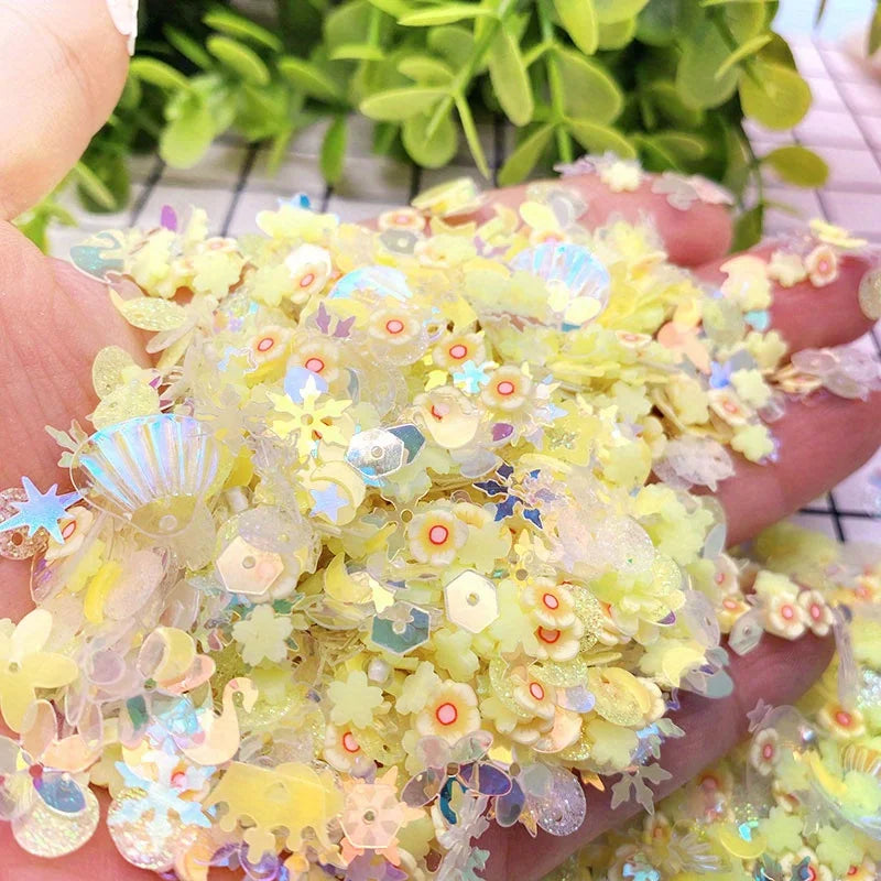 10g Luminous Soft Clay Sequins Polymer Clay Sequins Glitter Slices for DIY Nail Art Mobile Mixed Patches Slime Jewelry Decor