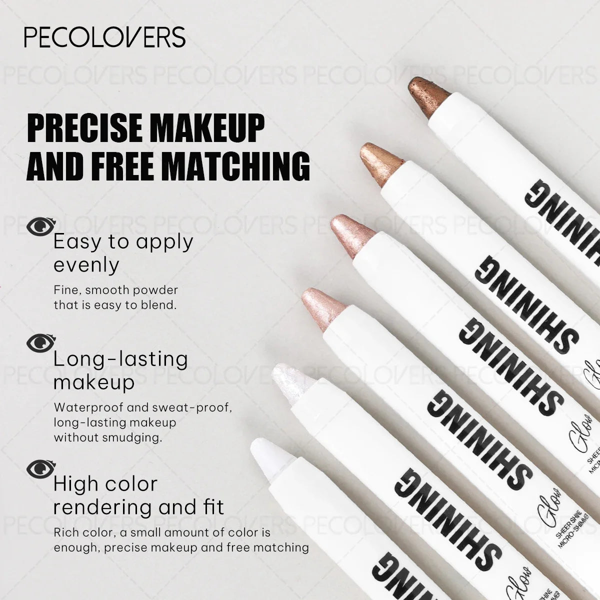 1PC Waterproof Glitter Shimmer Eyeshadow Stick - Pearly Highlighter Pen, Ideal for Stunning Eye Styles