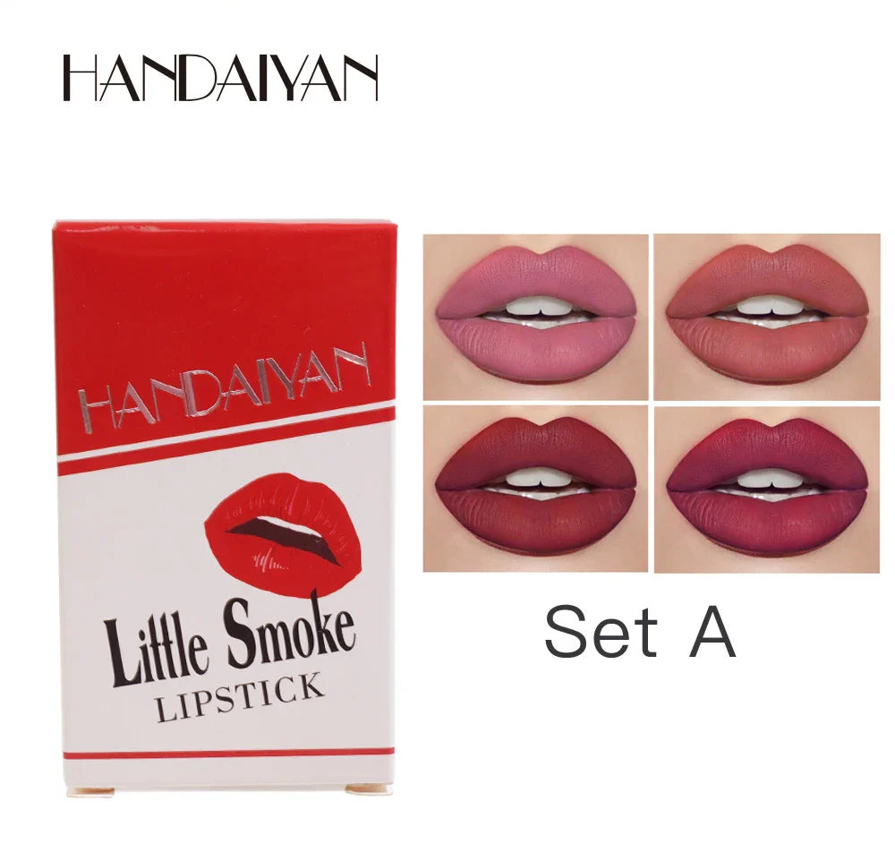 Handaiyan 4 colors Matte lipstick set velvet long-lasting non-fading women's Popular Hot Selling Makeup Lips cosmetics