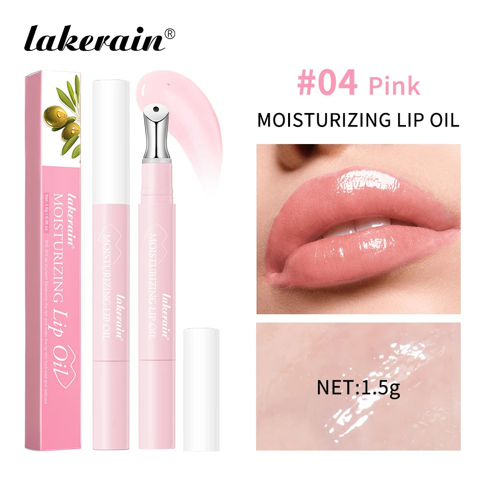 Lakerain Crystal Moisturizing Lip Oil Set of 6 Colors Pen Tip Design Long Lasting Tender Lip Balm Anti Dry Cracked Lip Makeup