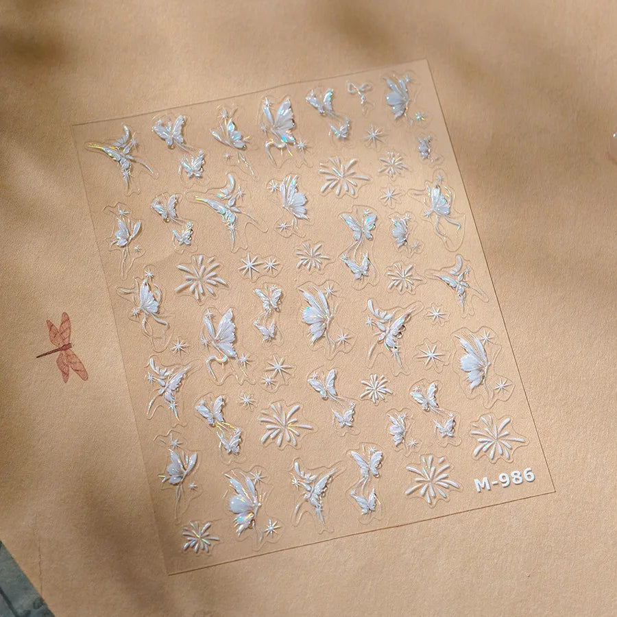 5D Butterfly Nail Stickers Sparkling Jelly Butterfly Nail Art Sticker Decorations Decals DIY Self Adhesive Slider Manicure Parts