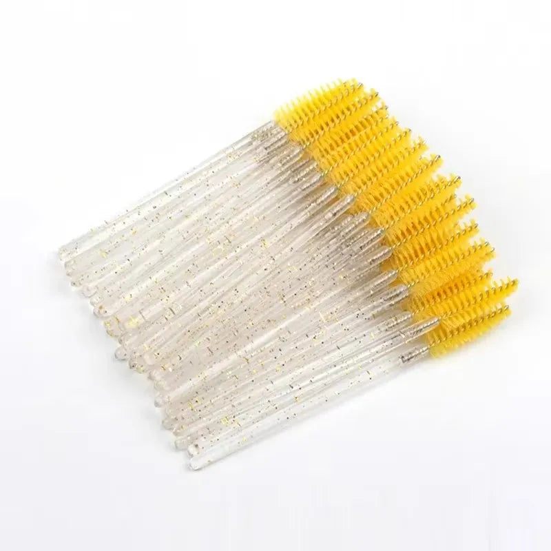 wholesale 50pcs Disposable Eyelash Brushes Crystal Eye lash Mascara Wands Glitter Lash Comb Spoolies Micro Makeup Applicators