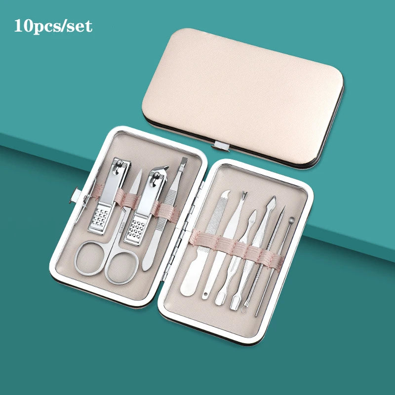 7/10/12/16/18pcs/set Stainless Steel Manicure Set Professional Nail Clipper Kit of Pedicure Tools Ingrown ToeNail Trimmer