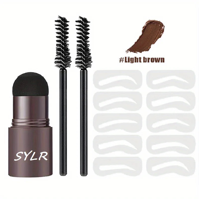 Professional eyebrow seal shaping set pen waterproof makeup pen female lasting perfect eyebrow template and 10 templates and bru
