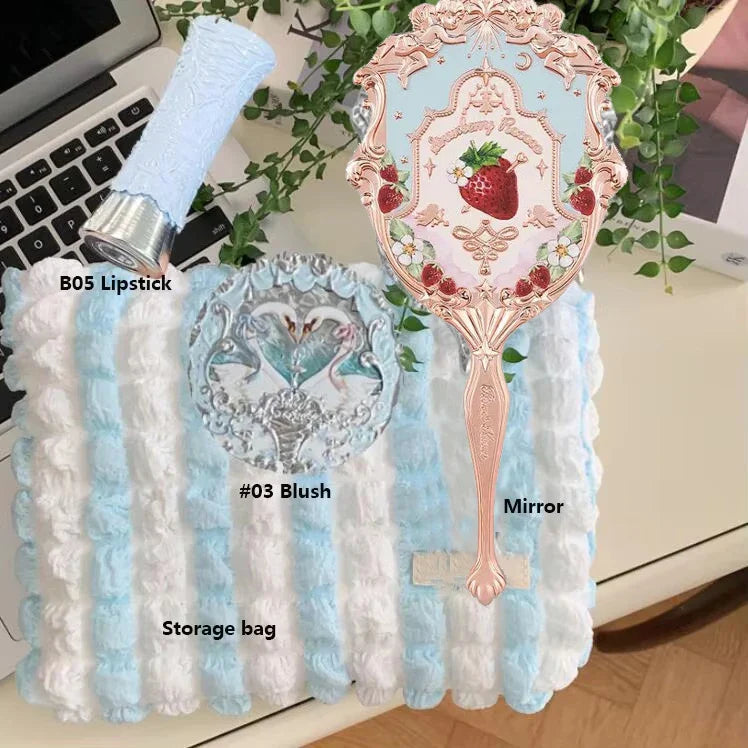 Makeup Flower Knows Set Swan Ballet Series Six Color Eyeshadow Palette Embossed Blusher Shine Lipstick Kit With Bag All In