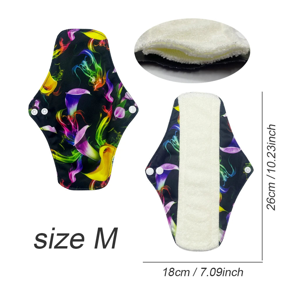 Women washable sanitary napkins with wings, reusable daily sanitary pads, abosorbent bamboo inner periods pads set