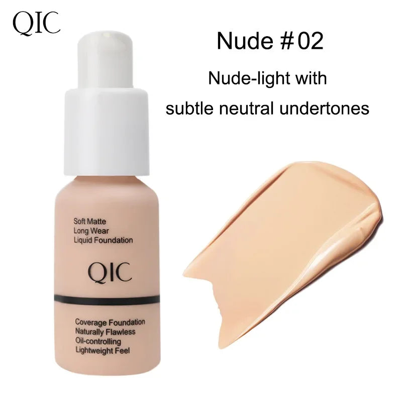 QIC Soft Matte Liquid Foundation Jewel Light Brightening Moisturizing Oil-Control Wheat Fit BB Cream Concealer Makeup