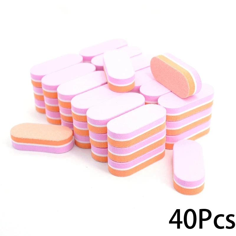 10/20/40Pcs Mini Nails Sponge File Buffer Block Double Color Buffing Sanding File Pedicure Manicure Tool Gel Suplies Accessories