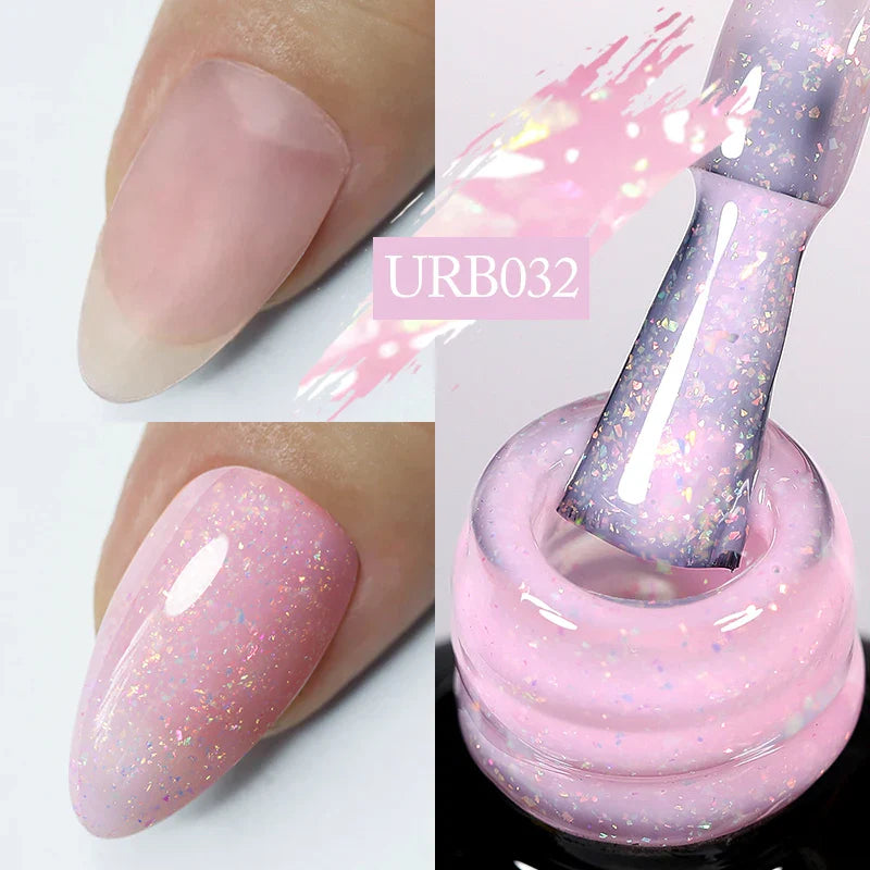 UR SUGAR 7ml Nude Crystal Rubber Base Gel Natural Color Semi Permanent Soak off UV LED Gel Nail Art Varnish
