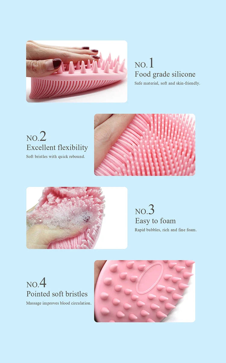 Exfoliating Shower Massage Scraper Bathroom Non-slip Bath Mat Back Massage Brush Silicone Foot Wash Body Cleaning Bathing Tool
