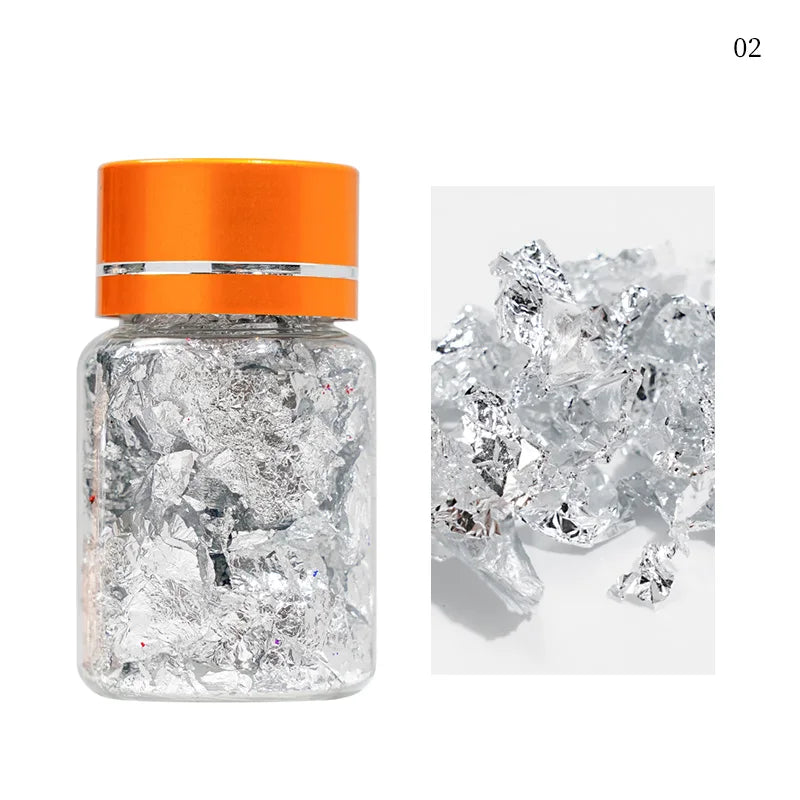3 Bottle 3-Color Gold Foil Nail Glitter Flakes Broken Gold Foil Nail Sequins Decoration Gold Aluminum Foil Nail Shimmer Flakes