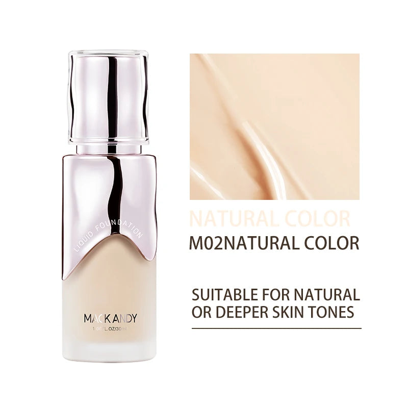 MACKANDY Natural Botanical Liquid Foundation Full Coverage Non-Greasy for Combo &Oily Skin Easy-to-apply Matte Finish Foundation