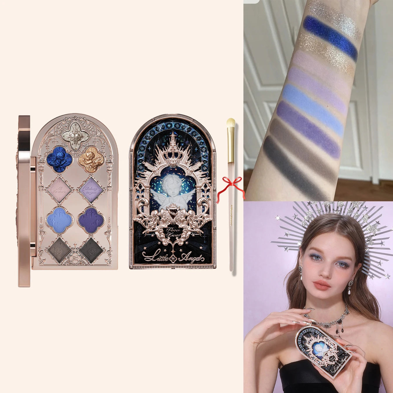 Flower Knows Swan Ballet 6 Color Eyeshadow Palette Matte Shimmer Pearl Glitter Waterproof Highly Pigmented Long Lasting Makeup