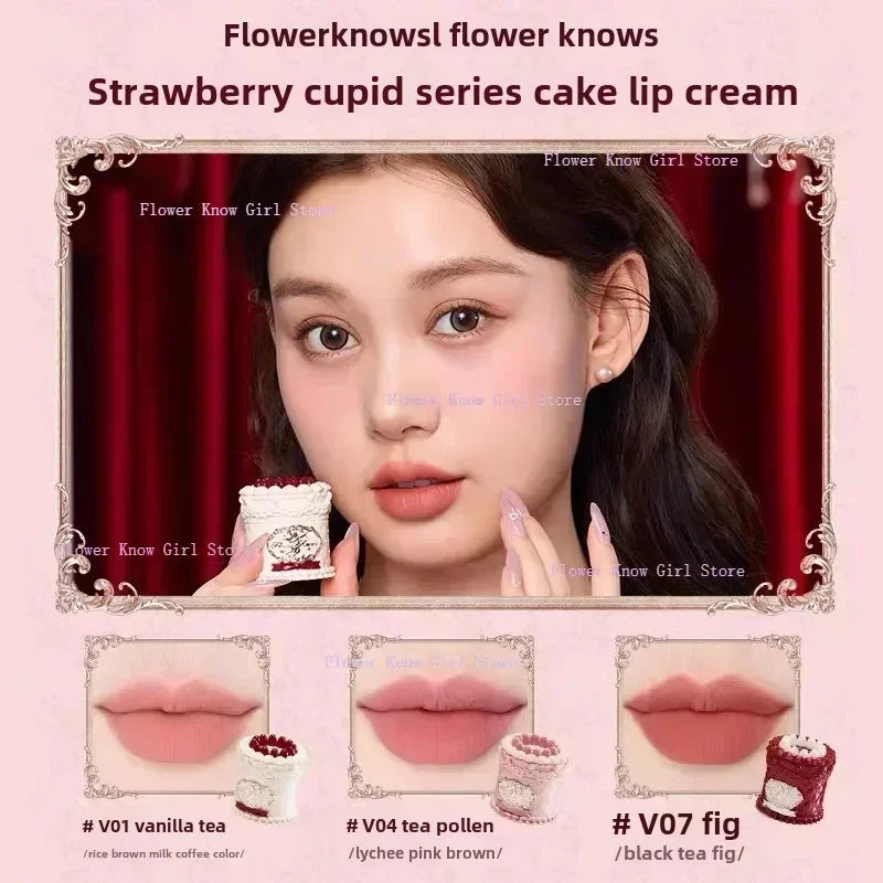 Flower Know Strawberry Cupid Makeup Gif Box Eyeshadow Liquid Cheeks Red Lips Clay Powder 9pcs/ set