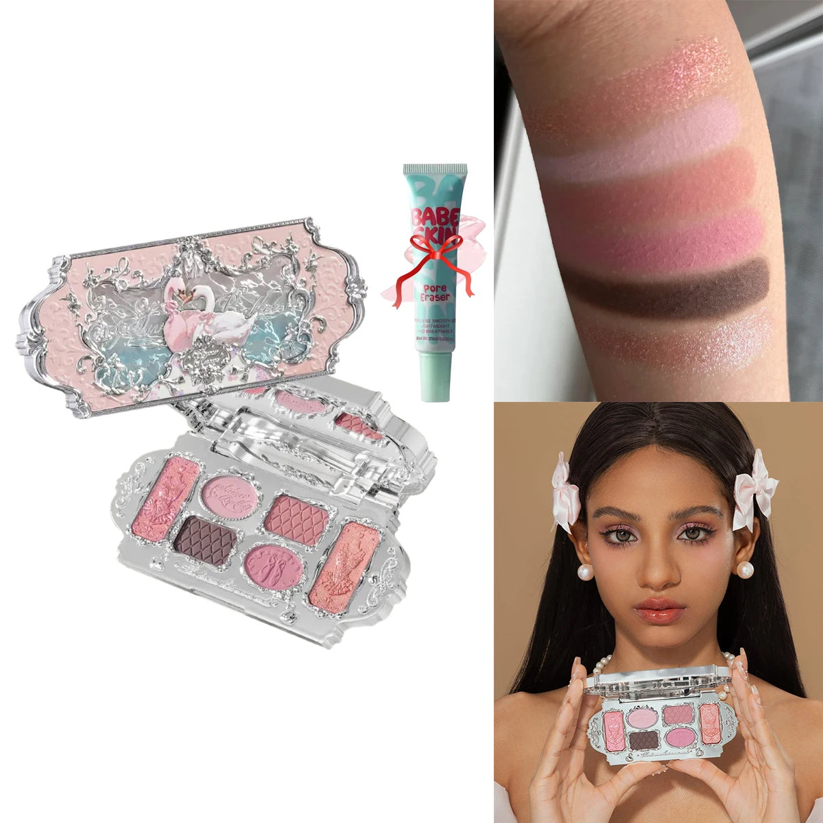 Flower Knows Chocolate Wonder-Shop 8-Color Eyeshadow Palette Matte Shimmer Waterproof Highly Pigmented Long Lasting Makeup