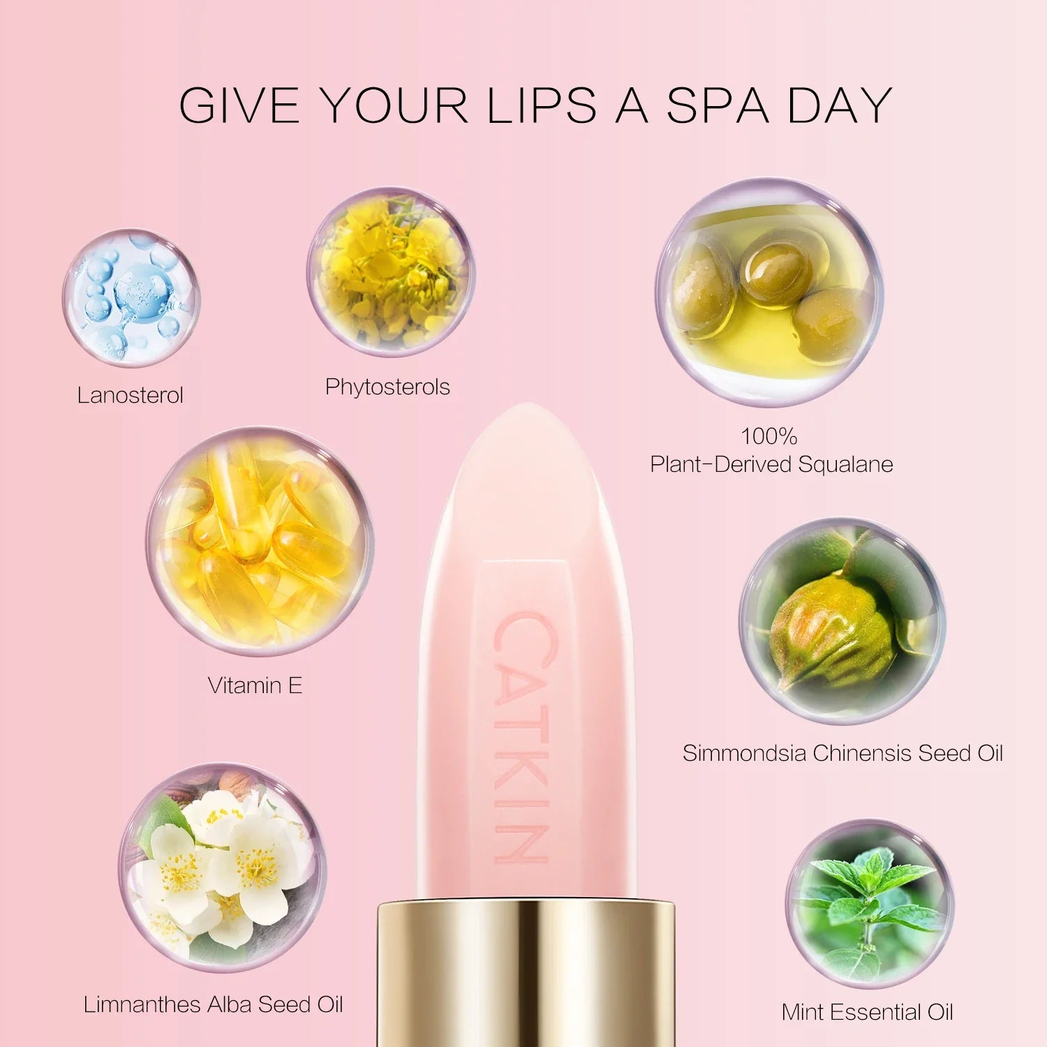 CATKIN Lip Balm – Moisturizing, Repairing Lip Skin, Pink Transparent Soothing Treatment for Soft & Healthy Lips
